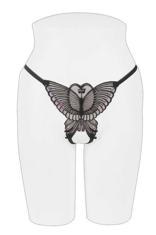 Butterfly Crotchless Thong - Panty Abierto